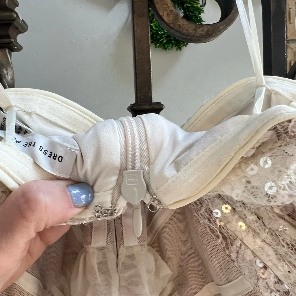 Dress the Population Strapless Ivory Ruffle Tiered Maxi Dress - Picture 6 of 10